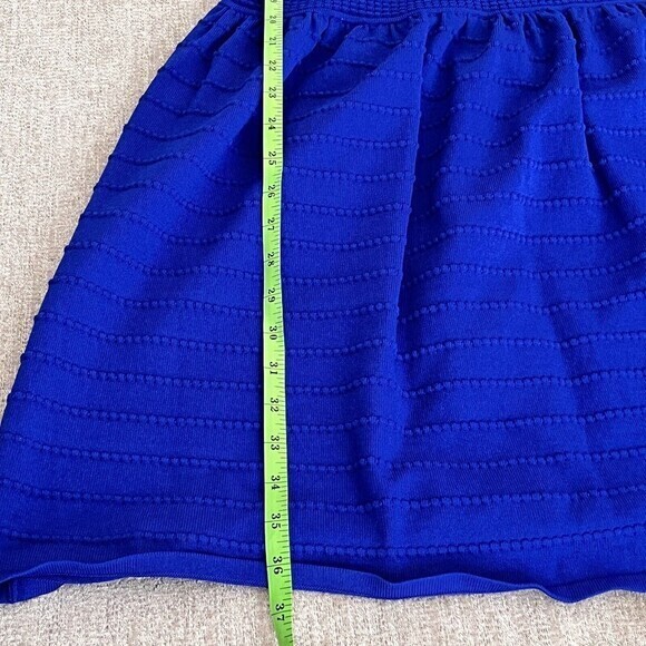 Eliza J Dress Womens XL Royal Blue 3/4 Sleeve Textured Fit-N-Flare Mini Rib Trim - Picture 8 of 13